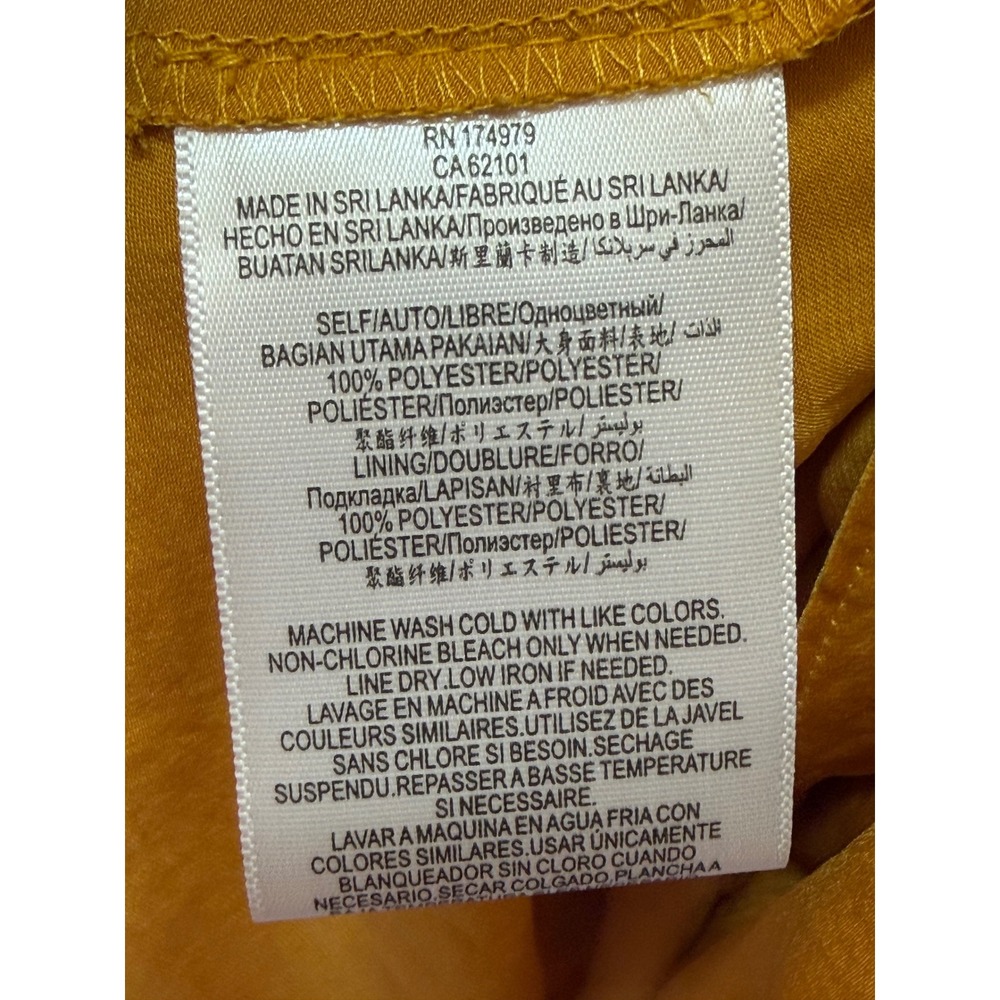 BCBGeneration Mustard Yellow Ruffle Deep V-Back Handkerchief Hem Dress Size 8 - Picture 2 of 6